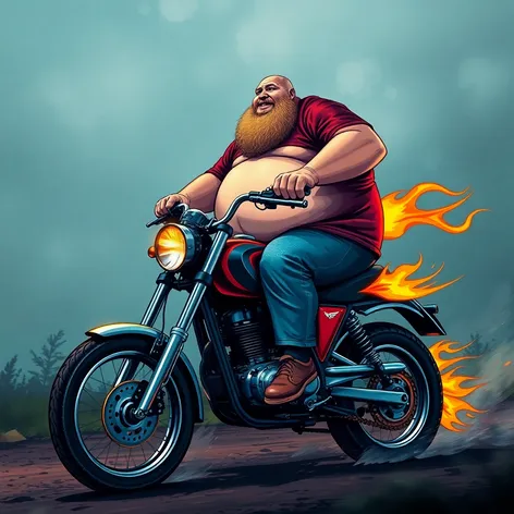 fat man on motorbike