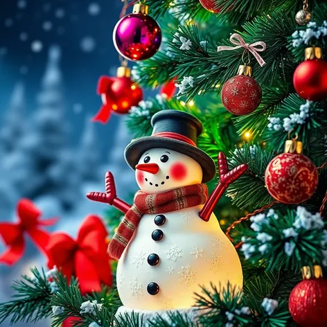 snowman in christmas tree