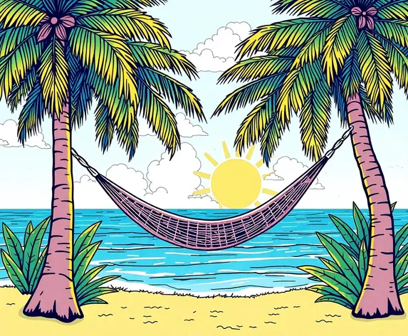 palms hammock line art