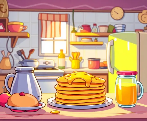 pancakes and juice cartoon