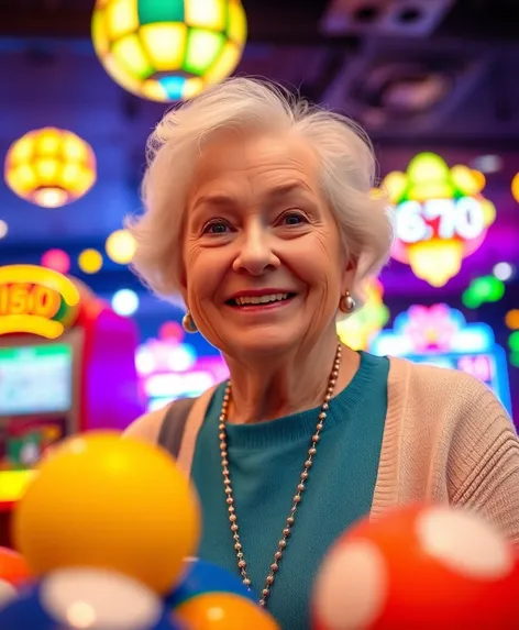 elderly woman at bingo