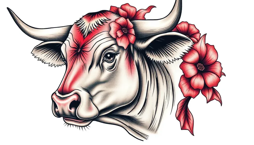 realistic cow tattoo