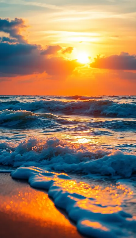 wave and sunset