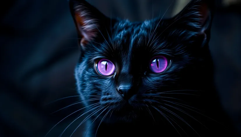 black cat with purple