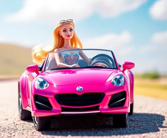 barbie with pink car