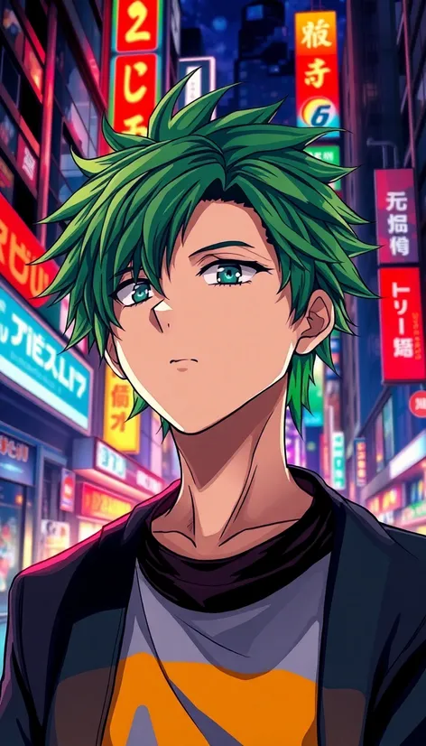 anime guy with green