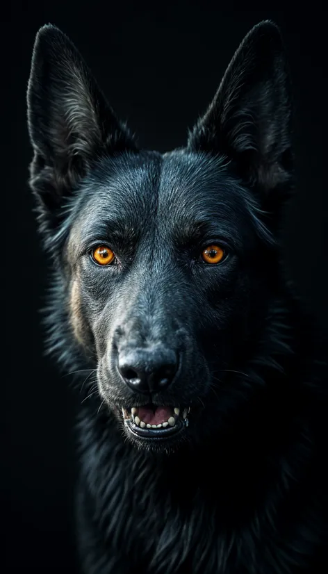 Black shepherd dog, cyberpunk,