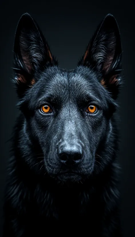 Black shepherd dog, cyberpunk,