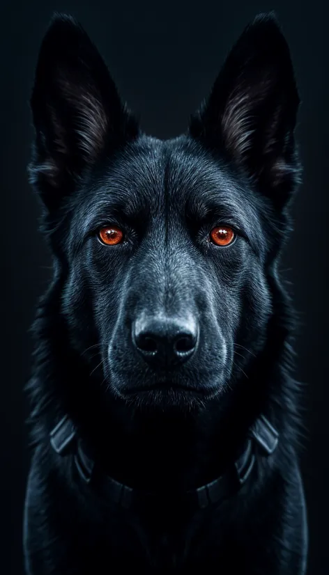 Black shepherd dog, cyberpunk,