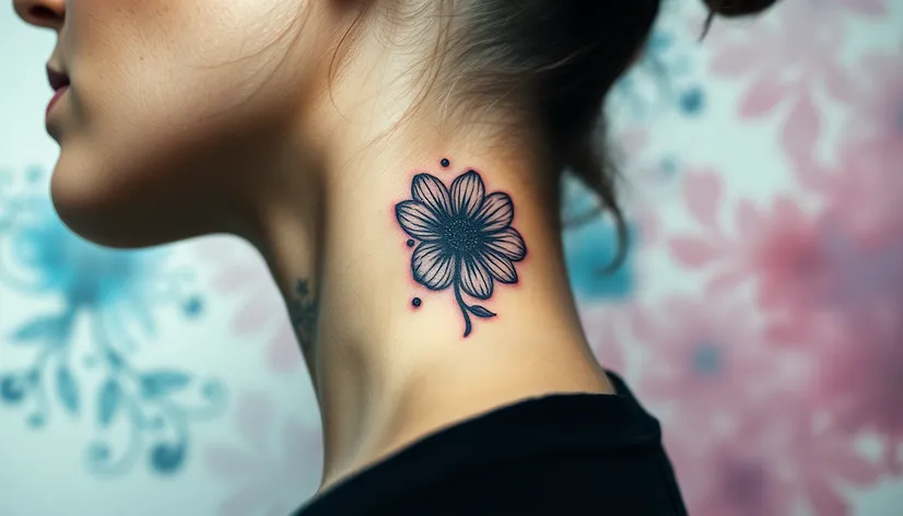 flower neck tattoo