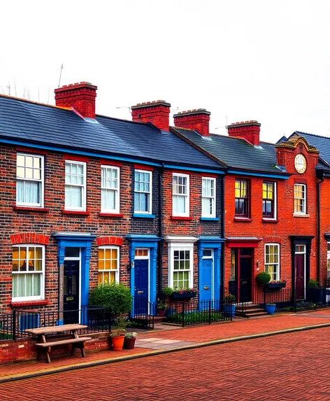 row houses navy blue