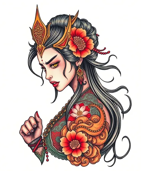 female warrior tattoo