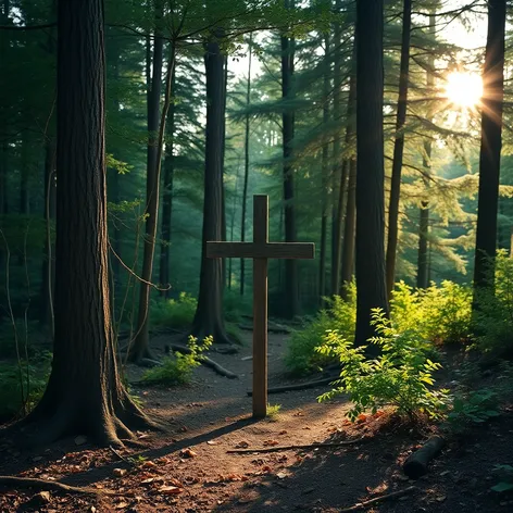 cross in the woods