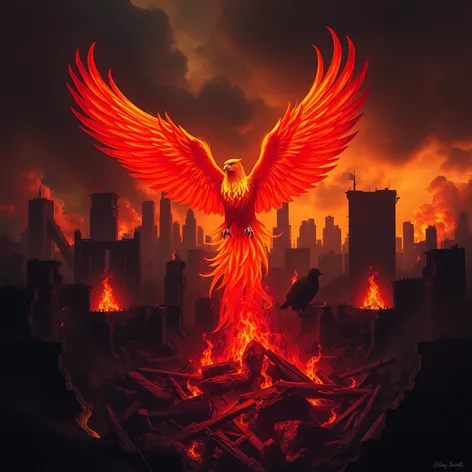 phoenix rising from ashes