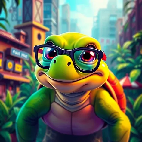 cartoon turtle with glasses