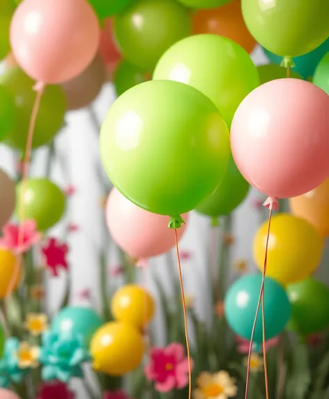 green balloon animated background