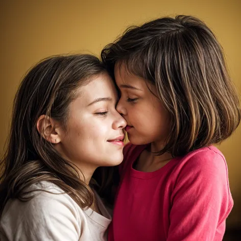 two young girls kissing