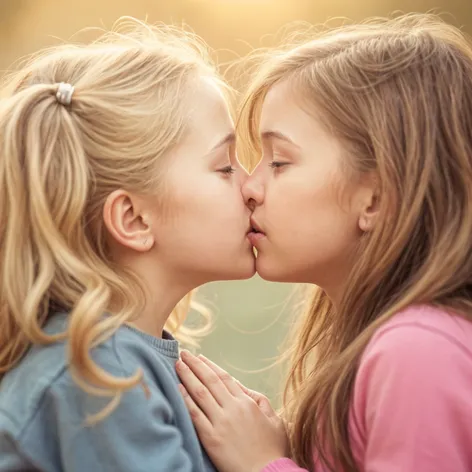 two young girls kissing