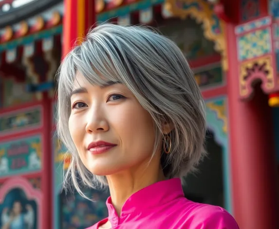 asian grey silver hair