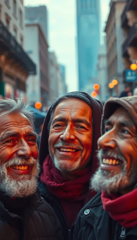 homeless faces smiling