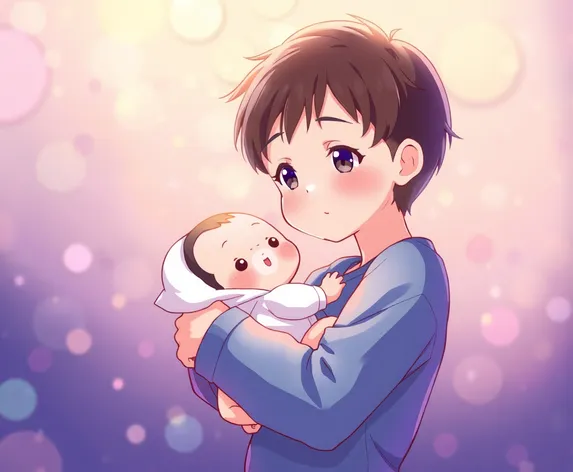 anime holding baby