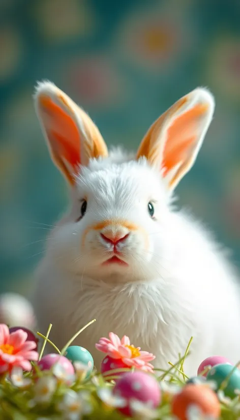 white fluffy rabbit