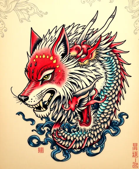 wolf and dragon tattoo