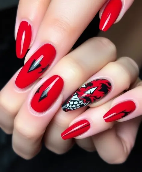 red black nail designs