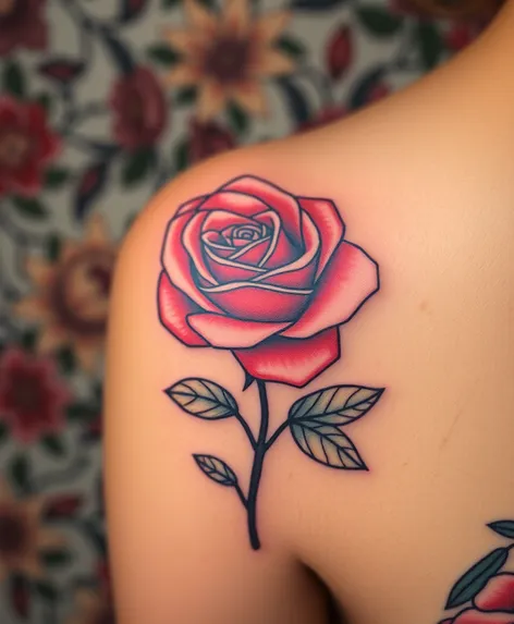 rose with stem tattoo