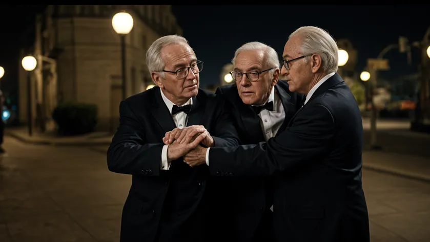 Elderly men in black