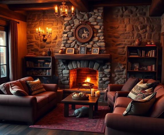 fireplace with shelves