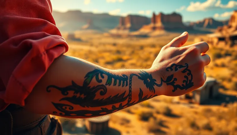 cowboy forearm tattoo