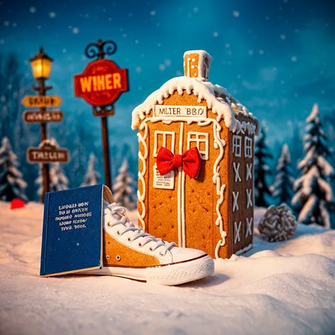 TARDIS gingerbread and wintery