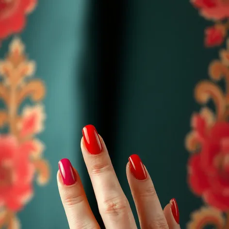 red and pink nails