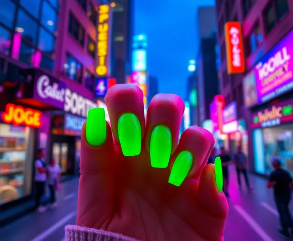 green neon nails