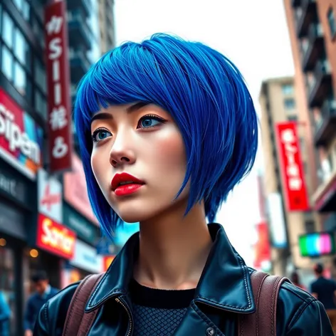 short blue hair