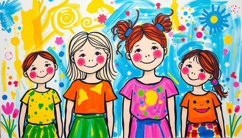 4 girl finger paint