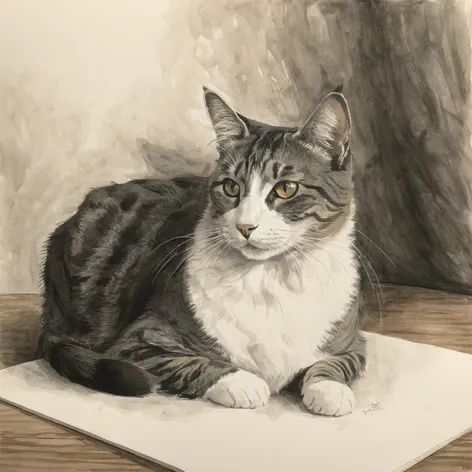 cat sitting drawing