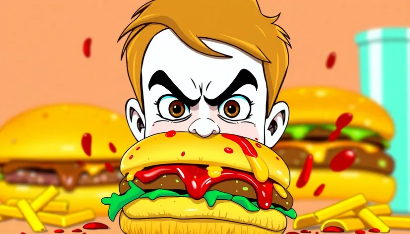 annoyed kid eating burger