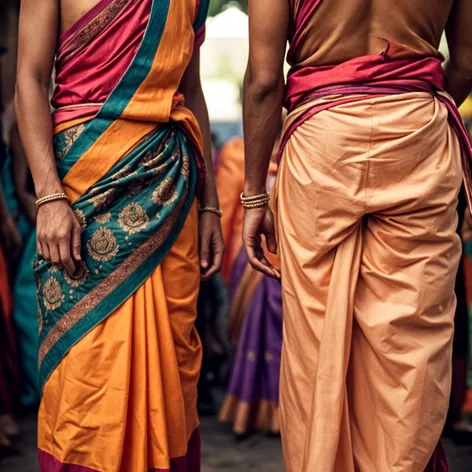 Men wearing saree covering