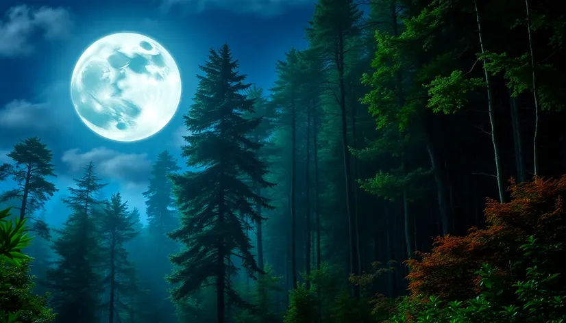 full moon over forest