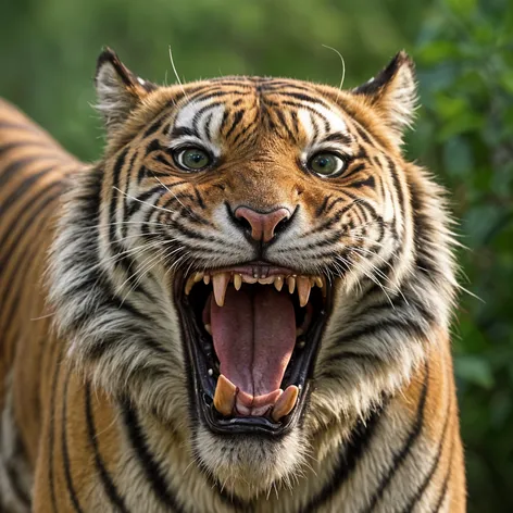 Tiger roaring drool