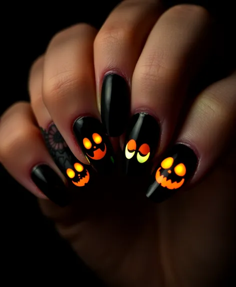 black halloween nails