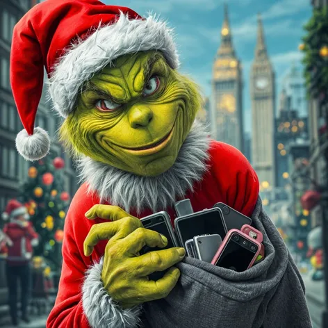 Grinch, Santa costume, devious