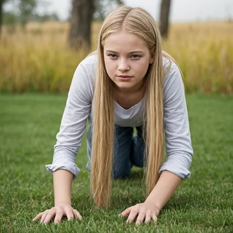 Teenage girl, long blonde