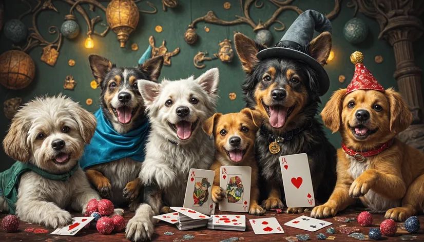 dogs playing cards