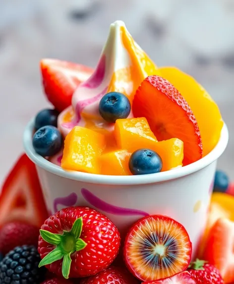 frutas cubiertas de yogurt