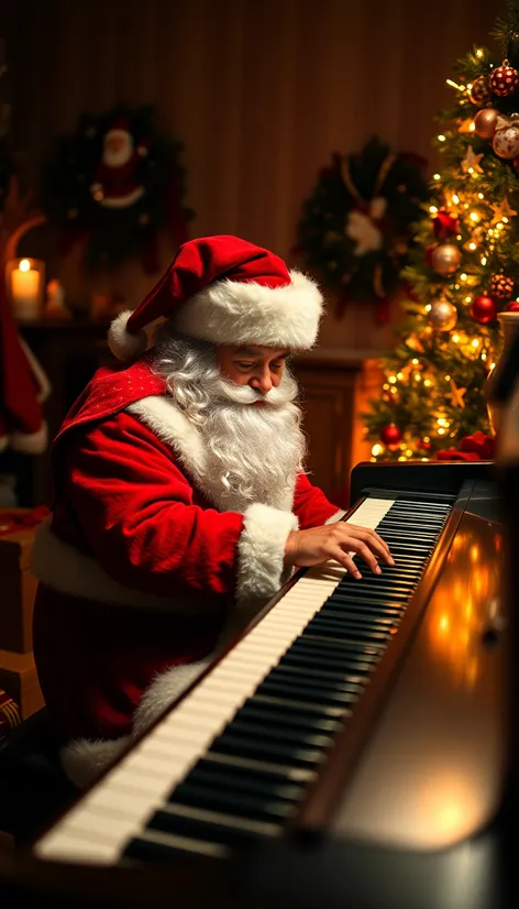 santa playing piano