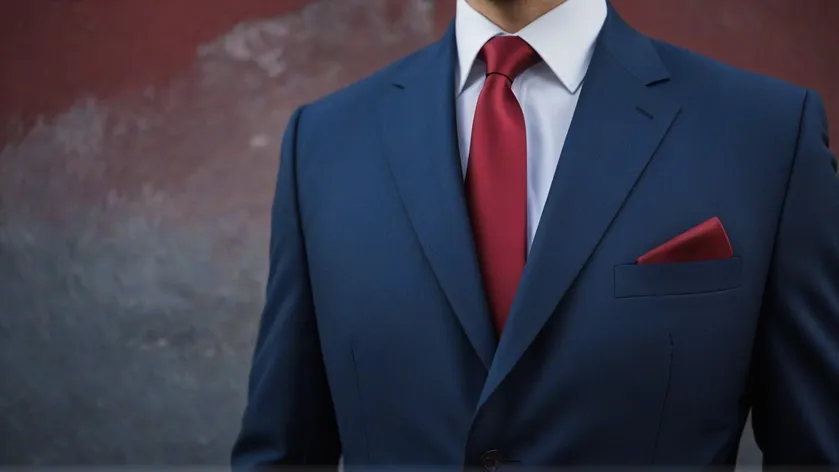 blue suit red tie