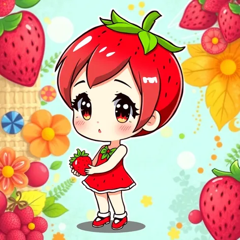 anime strawberry girl chibi